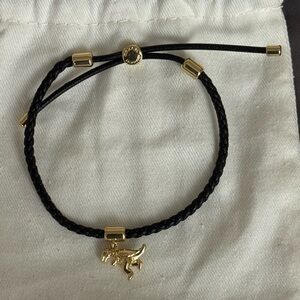 Coach Black leather rexy Charm bracelet